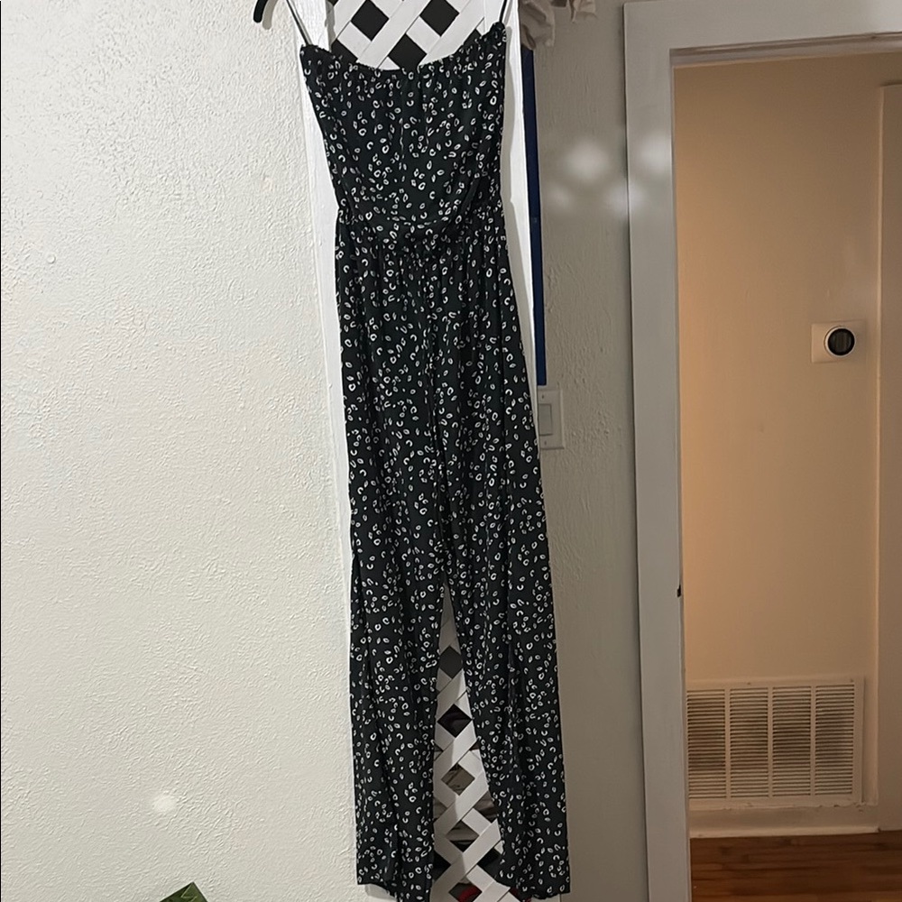 Timing Black Leopard Jumpsuit Full-Length Sleeveless